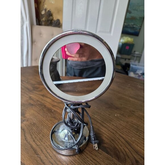 Countertop LED Makeup Mirrors,6 Inch Double Sided Lights Brass Adjustable Standi - Picture 10 of 13